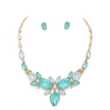 Pacific Opal Floral Gemstone Statement Necklace